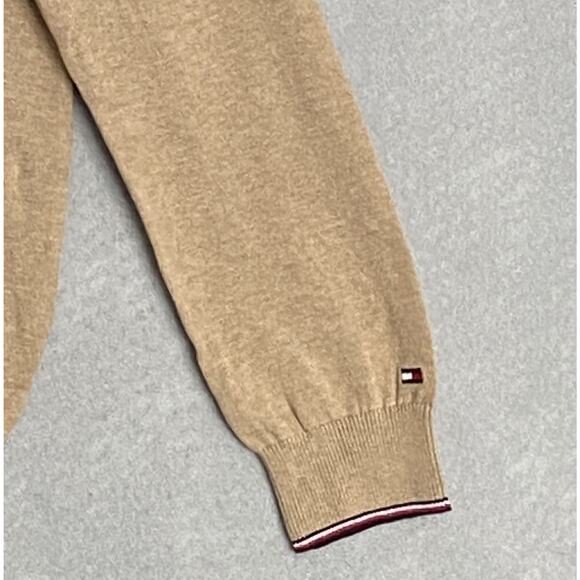 Tommy Hilfiger Men's XS Signature Crew Neck Sweater Embroidered Logo Beige NEW - Picture 5 of 12
